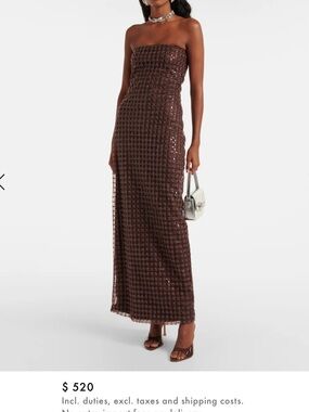 Rotate Strapless Brown Beaded Column Dress (Hemmed and ready to wear!)